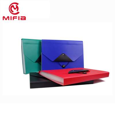 MIFIA customized color PP plastic 13 pockets expanding file folder with handle